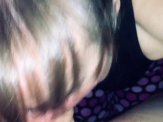 Friends mom sucking my cock and making happy noises_when I cum in her mouth. Showing cum and swallow