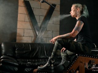 Smoking In Boots 4K - Fetish - Femdom - Military - Tattoo