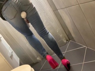 Desperate Pee in my Jeans next he Pee on Me and on end_give him BlowJob_with Cum on me