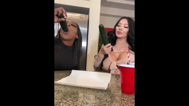 MS.PALOMARES AND JAZMINE CHARM SUCK ON CUCUMBERS 