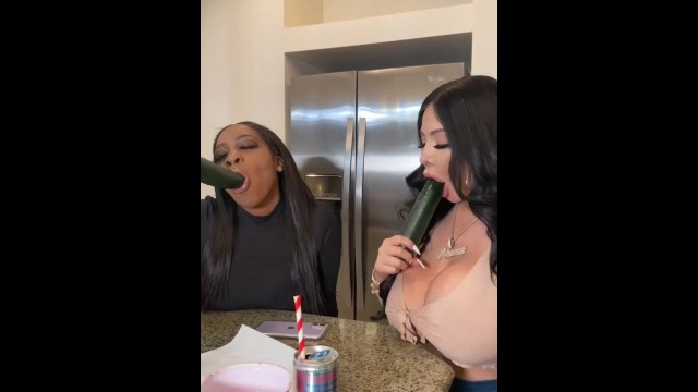 MS.PALOMARES AND JAZMINE CHARM SUCK ON CUCUMBERS 