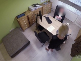LOAN4K. Smart young chick comes_to loan office with shaved pussy