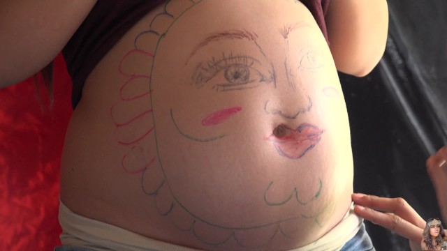 Drawing on My Pregnant Belly 4K