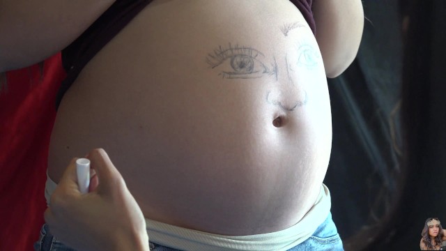 Drawing on My Pregnant Belly 4K
