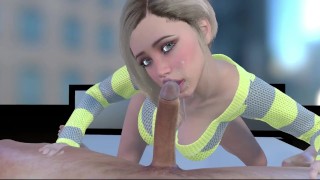 Facial Blowjob 3D Porn Busty Blonde Teen Deepthroat