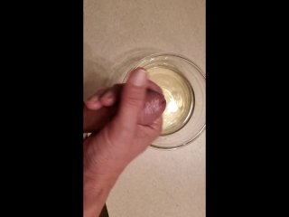 Piss and_Cum Into a_Bowl. Using Piss as_Lube.