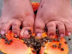 Foot Slave POV - Dirty Feet Papaya Footjob and Clean Up