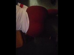 Milf with hot ass in red leggings.gets cummed on