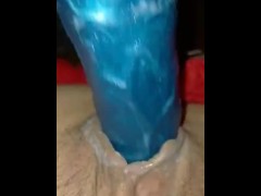 Fighting with my blue dildo