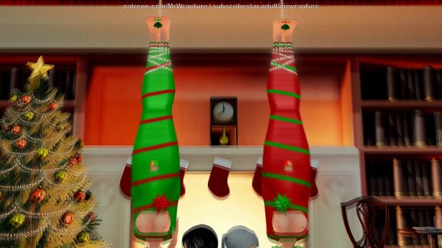 Hung By The Chimney With Care (Yuri Bondage Sex / Christmas Theme) - 3D MMD