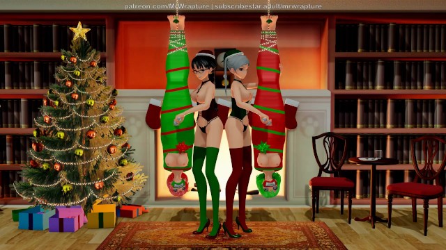 Hung By The Chimney With Care (Yuri Bondage Sex / Christmas Theme) - 3D MMD