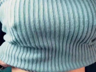 BigTits, Playing, Teasing, in a Tight,Knitted Sweater