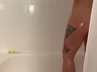 Petite blonde shaving her legs, armpits, pussy and ass in the_shower. Fetish_video
