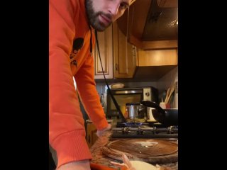 Italian Guy Cums While Cooking Lunch