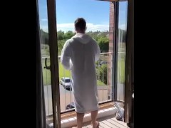 Scottish porn star Marc McAulay naked at home window view 