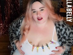 BBW GIANTESS drinks too much and puts all her little men it her giant titties !!!