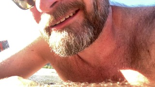 Hairy On The Beach A Naked Hairy Dad Speaks Dirty