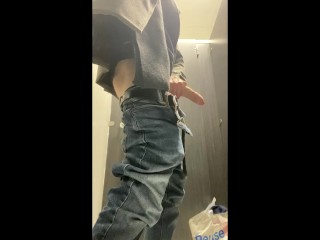 Supermarket bathroom rest room toilet - shopping and masturbation public_risky danger wank. Big_dick