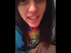PinkMoonLust Pees On her Tampon String Peeing Urine Piss Fetish Hairy Girl Sits on Dirty Toilet