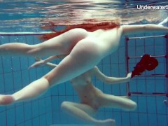 Diana Zelenkina and Simonna sexy brunettes in the pool