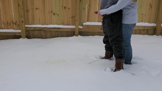 Girlfriend I'm Controlling The Flow Of My Boyfriend's Dick While He Pees In The Snow