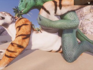 Wild Life / Scaly_Furry Porn Tiger With Dragon