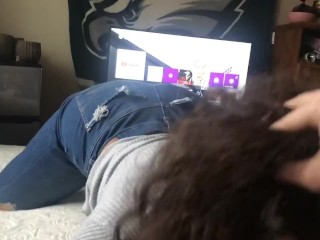 My stepsister almost gets caught mid_blowjob!!