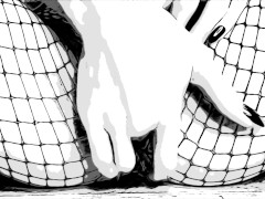 ASMR Fishnets in Comic Book style B&W with lots of moaning