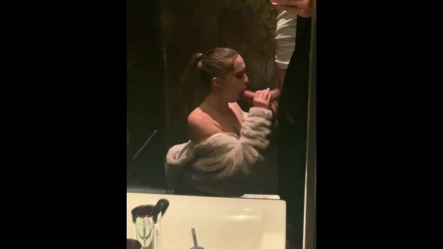 640px x 360px - Goregous gal gags on giant cock in grand public bathroom porn video by Brad  Newman, Laney Grey