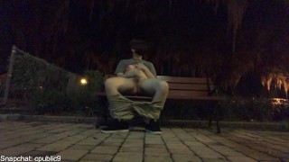 Masturbate JERKING OFF ON A DOWNTOWN BENCH AND CUMMING THE REAL PUBLIC
