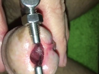 Urethral stretching with super device!My urethra is filled with_sperm.