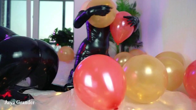 Looney Fetish, Air Balloons Lesbian Fun In Latex Rubber Costumes