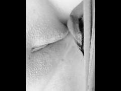 Latina rubbing masturbating little pussy close up alone black and white filter
