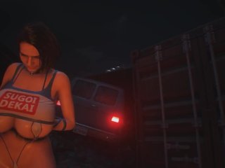 girl with big huge boobs and bikini in the zombie