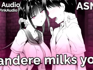 ASMR - Yandere milks you(handjob, blowjob, BDSM) (Audio Roleplay)