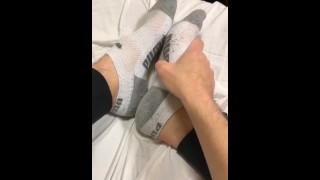 Foot Fetish Puma Ankle Socks With Smooth Soles On Teen Boy Feet