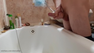 Cum Russian Adolescent With Large Dick Pisses In The Restroom And Cums
