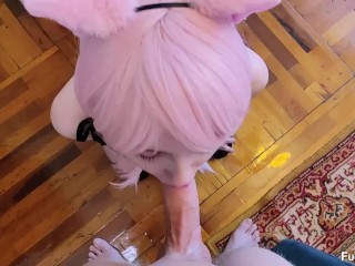This kitty licked all the cream! Whipped_cream blowjob