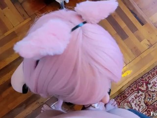This_kitty licked all the cream! Whipped_cream blowjob