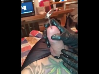 Domina KATRIX torture  dick and sounding with finger.