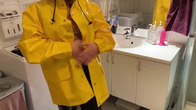Amateur trying on leather jacket and raincoats haul - why girls take so long to get ready 1