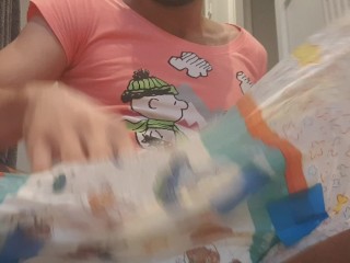 Diaper Sissy Wets In Diapers and CUMS HARD in Last Diaper ABDL Sissy
