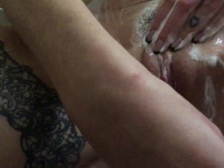 Shave pussy in bathroom - After blowjob_and fucking doggystyle