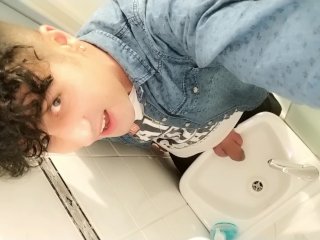 Peeing To The Sink With Uncut Cock