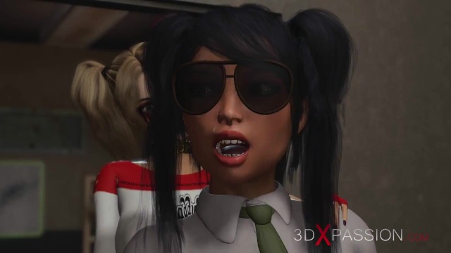 Rough sex in prison! Harley Quinn fucks hard a female prison guard