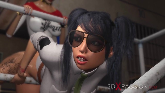 Rough sex in prison! Harley Quinn fucks hard a female prison guard