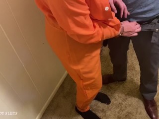 Sexy Foot Fetish Girl Prisoner Slave Arrested by Nylon Sissy pantyhose cuffed_Handjob