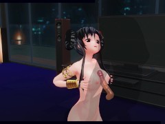 3D HENTAI Chinese girl rubs her breasts on your cock