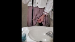 Masturbation Of A Crossdresser In A Store Toilet