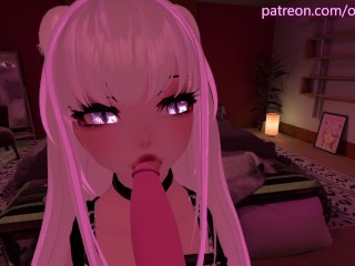 Beautiful POV Blowjob in VRchat - with lewd moaning and ASMR_noises [VRchat erp, 3D_Hentai]